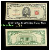 1963 $5 Red Seal United States Note Grades vf++