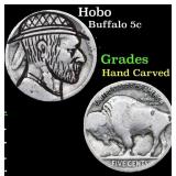 Hobo Buffalo Nickel 5c Grades Hand Carved