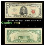 1963 $5 Red Seal United States Note Grades vf++