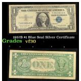 1957B $1 Blue Seal Silver Certificate Grades vf++