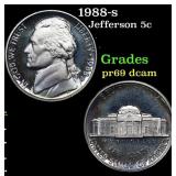 1988-s Proof Jefferson Nickel 5c Grades GEM++ Proo