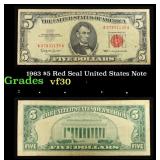 1963 $5 Red Seal United States Note Grades vf++