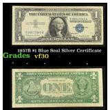 1957B $1 Blue Seal Silver Certificate Grades vf++