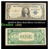 1935D $1 Blue Seal Silver Certificate Grades vf++