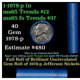 BU Shotgun Jefferson 5c roll, 1978-p 40 pcs Bank $