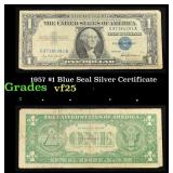 1957 $1 Blue Seal Silver Certificate Grades vf+