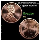 1oz .999 Fine Copper Bullion Round - Lincoln Wheat
