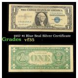 1957 $1 Blue Seal Silver Certificate Grades vf++