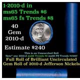 BU Shotgun Jefferson 5c roll, 2010-d 40 pcs Bank $