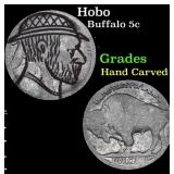 Hobo Buffalo Nickel 5c Grades Hand Carved