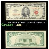 1963 $5 Red Seal United States Note Grades vf++