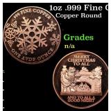 1oz .999 Fine Copper Bullion Round - Merry Christm