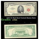 1963 $5 Red Seal United States Note Grades vf++