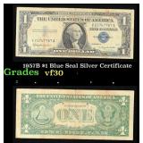 1957B $1 Blue Seal Silver Certificate Grades vf++