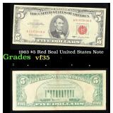 1963 $5 Red Seal United States Note Grades vf++