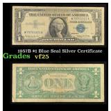 1957B $1 Blue Seal Silver Certificate Grades vf+