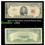 1963 $5 Red Seal United States Note Grades vf++