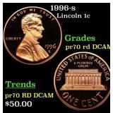 1996-s Proof Lincoln Cent 1c pr70 rd DCAM SEGS