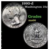 1990-d Washington Quarter 25c Grades GEM+ Unc