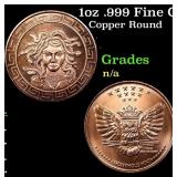1oz .999 Fine Copper Bullion Round - Medusa Style