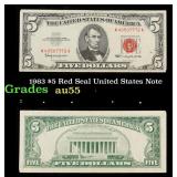 1963 $5 Red Seal United States Note Grades Choice