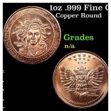 1oz .999 Fine Copper Bullion Round - Medusa Style