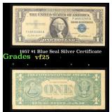 1957 $1 Blue Seal Silver Certificate Grades vf+