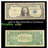1957 $1 Blue Seal Silver Certificate Grades vf++