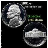 1991-s Proof Jefferson Nickel 5c Grades GEM++ Proo