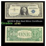 1957B $1 Blue Seal Silver Certificate Grades xf