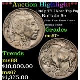 *Highlight* 1913-p TY I Buffalo Nickel Near Top Po