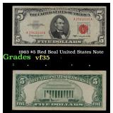 1963 $5 Red Seal United States Note Grades vf++