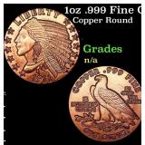 1oz .999 Fine Copper Bullion Round - Indian Gold C