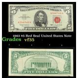 1963 $5 Red Seal United States Note Grades vf++