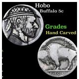 Hobo Buffalo Nickel 5c Grades Hand Carved