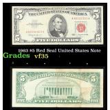 1963 $5 Red Seal United States Note Grades vf++