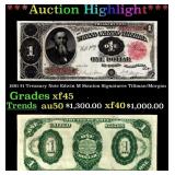 1891 $1 Treasury Note Edwin M Stanton Grades xf+ S