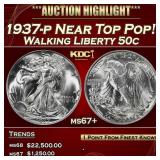 1937-p Walking Liberty Half Dollar Near Top Pop! 5