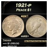 1921-p Peace Dollar $1 ms62+ USCG