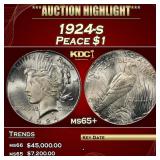 1924-s Peace Dollar $1 ms65+ SEGS
