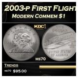 2003-p First Flight Modern Commem Dollar $1 ms70 S