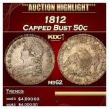 1812 Capped Bust Half Dollar 50c ms62 USCG