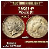 1921-p Peace Dollar $1 ms64 SEGS