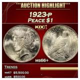 1923-p Peace Dollar $1 ms66+ SEGS