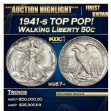 1941-s Walking Liberty Half Dollar TOP POP! 50c ms