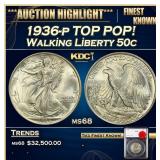 1936-p Walking Liberty Half Dollar TOP POP! 50c ms