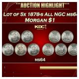 NGC Lot of 5x 1878-s All NGC ms64  Morgan Dollar $