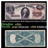 1880 $1 United States Note Grades vf+ Signatures B