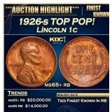 1926-s Lincoln Cent TOP POP! 1c ms65+ rb SEGS