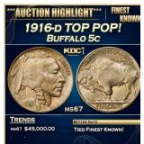 1916-d Buffalo Nickel TOP POP! 5c ms67 SEGS